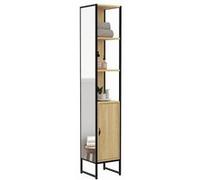 Meuble Colonne Salle De Bain 1 Porte Avec Miroir Et Étagères