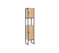 IDMarket Meuble colonne salle de bain DETROIT – 2 portes, 1 niche – design industriel