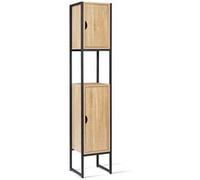 IDMARKET Meuble colonne salle de bain DETROIT 2 portes 1 niche design industriel