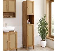 Meuble colonne salle de bain HANAE 2 portes 1 niche effet naturel cannage