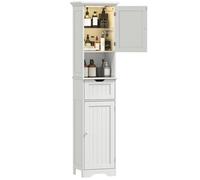Meuble colonne salle de bain - HOMCOM - éclairage LED, tiroir, 2 portes, compartiment, étagère réglable - MDF - 40x30x170cm - blanc