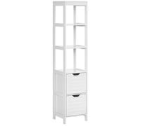 Meuble colonne rangement salle de bain dim. 30L x 30l x 144H cm 2 tiroirs 3 étagères MDF blanc