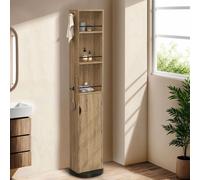 Meuble colonne salle de bain pivotant hêtre et noir