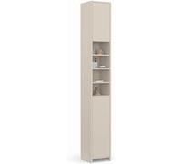 IDMarket - Meuble Colonne Salle de Bain TOMI 2 Portes 4 niches Beige
