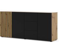 Bim Furniture Commode AURIS 3D3S – 3 portes, 3 tiroirs – Chêne/noir mat – 180 cm