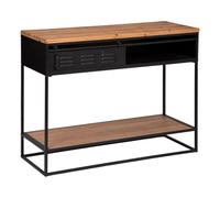 Meuble Console 1 Porte en Bois et Métal Noir Industriel 110 x 85.5 cm - Atmosphera