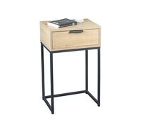 Meuble console, table console avec 1 tiroir en bois coloris chêne et métal noir - longueur 40 x profondeur 40 x hauteur 60 cm - -
