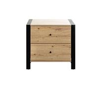Meuble console, table console avec 2 tiroirs en bois coloris chêne et métal noir - longueur 60 x profondeur 42 x hauteur 60 cm - -