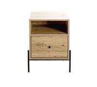 Meuble console, table console en bois coloris chêne clair et métal coloris noir - longueur 45 x profondeur 47 x hauteur 60 cm - -