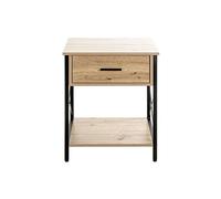 Meuble console, table console en bois coloris chêne clair et métal coloris noir - longueur 45 x profondeur 40 x hauteur 60 cm - -