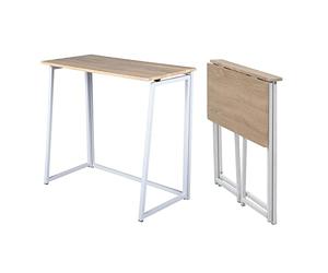 MEUBLE COSY Bureau Pliant pour Petits Espaces Table d'Ordinateur Pliante pour Bureau Domicile Poste de Travail Style scandinave Pieds en Métal 80x40x74cm Chêne
