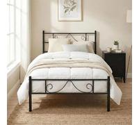 Meuble Cosy Cadre de Lit 90x190cm avec Tête de Lit et Sommier en Métal | Lit 1 Personne, Montage Facile, Espace de Rangement sous Le Lit, pour Chambre Petit Espace Studio, Noir