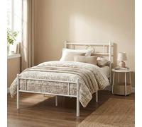 Meuble Cosy Cadre de Lit 90x190cm avec Tête de Lit et Sommier en Métal | Lit 1 Personne, Montage Facile, Espace de Rangement sous Le Lit, pour Chambre Petit Espace Studio, Blanc