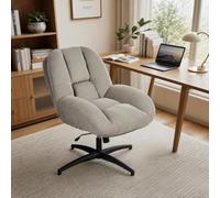 Meuble Cosy Chaise de Bureau Ergonomique, Siège Pivotant, Fonction d'inclinaison, Hauteur Ajustable, en Velours Côtelé, sans roulettes, Capacité 120 kg, Gris