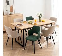 MEUBLE COSY Chaises de Salle à Manger Lot de 6 avec Accoudoirs, Siège Rembourré en Tissu Confortable, Pieds Métal, Style Moderne Élégant, Vert + Beige
