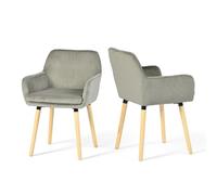 Meuble Cosy Chaises de Salle à Manger Scandinave Lot de 2, Fauteuil Rembourrée en Velours Côtelé, Pieds en Bois, pour Cuisine Salon Chambre, Gris