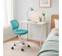 Meuble Cosy Ensemble Bureau et Chaise Gain de Place pour Télétravail et Étudiant, Blanc + Turquoise