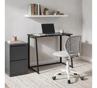 Meuble Cosy Ensemble Bureau et Chaise Gain de Place pour Télétravail et Étudiant, Noir + Gris