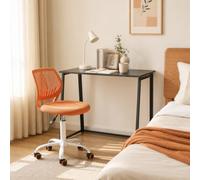 Meuble Cosy Ensemble Bureau et Chaise Gain de Place pour Télétravail et Étudiant, Noir + Orange