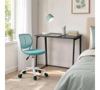 Meuble Cosy Ensemble Bureau et Chaise Gain de Place pour Télétravail et Étudiant, Noir + Turquoise
