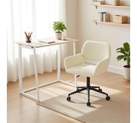 Meuble Cosy Ensemble de Bureau avec Chaise de Bureau Pliable et Chaise réglable en Hauteur pour Bureau, Bureau à Domicile, Beige + chêne