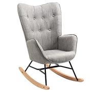 MEUBLE COSY Fauteuil à Bascule Allaitement Rocking Chair Scandinave Chaise Loisir Revêtement en Tissu avec Pieds en Bois Massif pour Salon, Chambre, Le balcon, Gris Clair