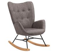 MEUBLE COSY Fauteuil à Bascule Allaitement Rocking Chair Scandinave Chaise Loisir Revêtement en Tissu avec Pieds en Bois Massif pour Salon, Chambre, Le balcon, Gris Foncé