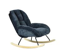 Meuble Cosy Fauteuil à Bascule Scandinave, Rocking Chair en Tissu Chenille, Chaise à Bascule Allaitement, Pieds en Bois d’Hévéa, pour Salon Chambre, Bleu