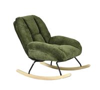 Meuble Cosy Fauteuil à Bascule Scandinave, Rocking Chair en Tissu Chenille, Chaise à Bascule Allaitement, Pieds en Bois d’Hévéa, pour Salon Chambre, Vert