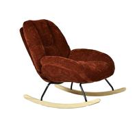 Meuble Cosy Fauteuil à Bascule Scandinave, Rocking Chair en Tissu Chenille, Chaise à Bascule Allaitement, Pieds en Bois d’Hévéa, pour Salon Chambre, Rouge