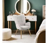 Meuble Cosy Fauteuil de Coiffure avec Accoudoirs Chaise de Maquillage Beauté Confortable, Pieds en Métal, Gris