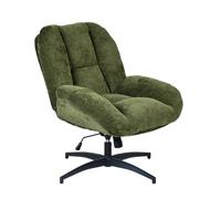 Meuble Cosy Fauteuil Pivotant, Hauteur Réglable, Chaise de Salon avec Fonction d'inclinaison, en Tissu Chenille, Jambes Croisées, Vert