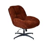 Meuble Cosy Fauteuil Pivotant, Hauteur Réglable, Chaise de Salon avec Fonction d'inclinaison, en Tissu Chenille, Jambes Croisées, Rouge
