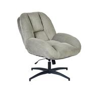 Meuble Cosy Fauteuil Pivotant, Hauteur Réglable, Chaise de Salon avec Fonction d'inclinaison, en Velours Côtelé, Jambes Croisées sans roulettes, Gris
