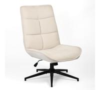 Meuble Cosy Fauteuil Salon Chaise de Coiffeuse Fonction d'inclinaison Pivotant sur 360° pour Chambre Bureau Jambes Croisées avec Dossier sans roulettes en Tissu Chenille Beige