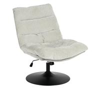 Meuble Cosy Fauteuil Salon Chaise de Coiffeuse Pivotant sur 360° Fonction d'inclinaison Hauteur Réglable pour Chambre Bureau avec Assise Épais Dossier en Tissu Chenille Gris
