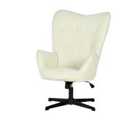 Meuble Cosy Fauteuil Salon, Chaise Pivotant sur 360°, avec Fonction d'inclinaison et Hauteur Réglable, en Tissu Chenille, Jambes Croisées, Beige