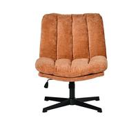 Meuble Cosy Fauteuil Salon Chaise Pivotant sur 360°, Réglable en Hauteur, sans roulettes Accoudoirs, Jambes Croisées avec Assise Épais Dossier, en Tissu Chenille, Rouge