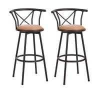 MEUBLE COSY Lot de 2 Chaises de Bar pivotant sur 360°, Tabourets Hauts Vintage, avec Dossier et Repose-Pieds, Siège de 75,5 cm de Haut, Style Industriel, Marron Rustique et Noir