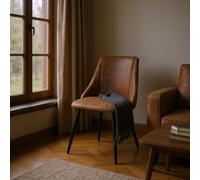 Meuble Cosy Lot de 2 Fauteuils de Salon Vintage en suédine avec Pieds en Métal, Chaise d’appoint Confortable pour Salon, Coin Lecture et Détente, Marron