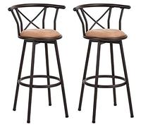 MEUBLE COSY Lot de 2 Tabourets de Bar Vintage pivotant sur 360° avec Dossier et Repose-Pieds Siège de 75,5 cm de Haut Style industriel Marron