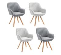 MEUBLE COSY Lot de 4 Chaise Salle à Manger Scandinave Fauteuil Coiffeuse Siège Pivotant avec Accoudoirs pour Chambre Salon Cuisine Bureau, Rembourré en Tissu Pieds en Bois Massif, Multicolore