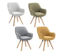 MEUBLE COSY Lot de 4 Chaise Salle à Manger Scandinave Fauteuil Coiffeuse Siège Pivotant avec Accoudoirs pour Chambre Salon Cuisine Bureau, Rembourré en Tissu Pieds en Bois Massif, Multicolore