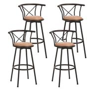 Meuble Cosy Lot de 4 Tabourets de Bar Chaises Vintage pivotant sur 360° avec Dossier et Repose-Pieds Siège de 75,5 cm de Haut Style Industriel Marron 40x56,5x99,5cm Hailey 29 4PCS