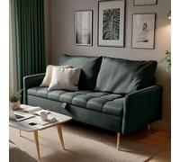 Meuble Cosy Petit Canapé 2 Places avec Coffre de Rangement et Ports USB, Accoudoirs en Tissu, Style Moderne pour Salon Chambre et Appartement, Vert