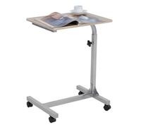 MEUBLE COSY Table de Lit pour Ordinateur Portable Hauteur Réglable Bout de canapé avec 4 roulettes Verrouillables Support PC pour Salon Bureau Chambre Bureau , Métal, Chêne, 48x37x79 cm