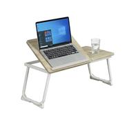 Meuble Cosy Table de lit Tablette pour Prdinateur Portable Plateau Réglable Petit Bureau Nomade Support PC, Chêne + Blanc