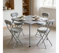 Meuble Cosy Table Pliante pour Petits Espaces, Table Pliable Carrée 4 Personnes, sans Montage, Portable, en Acier, Table d’Appoint Intérieure Extérieure, Gris, 86x 86x 71cm