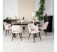 MEUBLE COSY Table Salle à Manger Extensible avec 6 Chaises Design Ensemble de 7 Meubles, Cadre en Acier, Noir + Beige