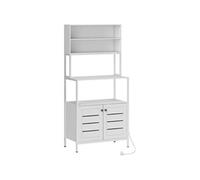 Meuble cuisine avec multiprise - meuble micro-onde - étagère de cuisine - dim. 80 x 42 x 171 cm - acier métal blanc